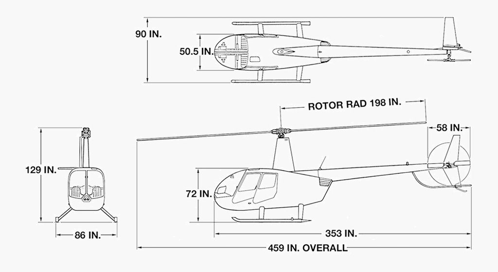Dimensões do R44 Raven II