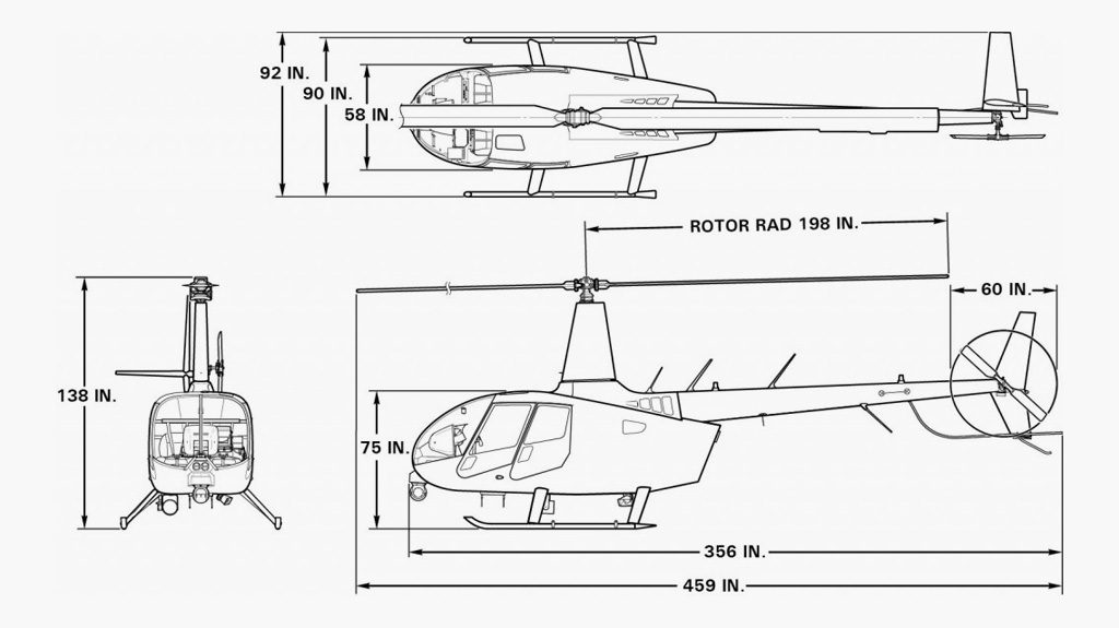 Dimensões do R66 Police/News Helicopter